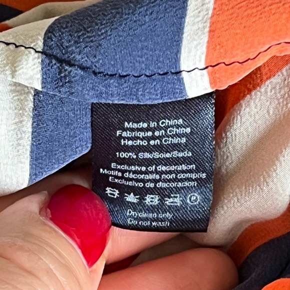 100% Silk Striped Sperry Blouse Sz Large - Picture 9 of 13